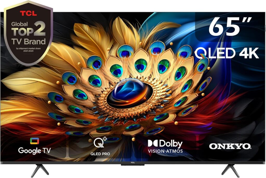 تلفزيون TCL QLED 65 بوصة 4K مع Dolby Vision Atmos موديل 2024 - 65C655